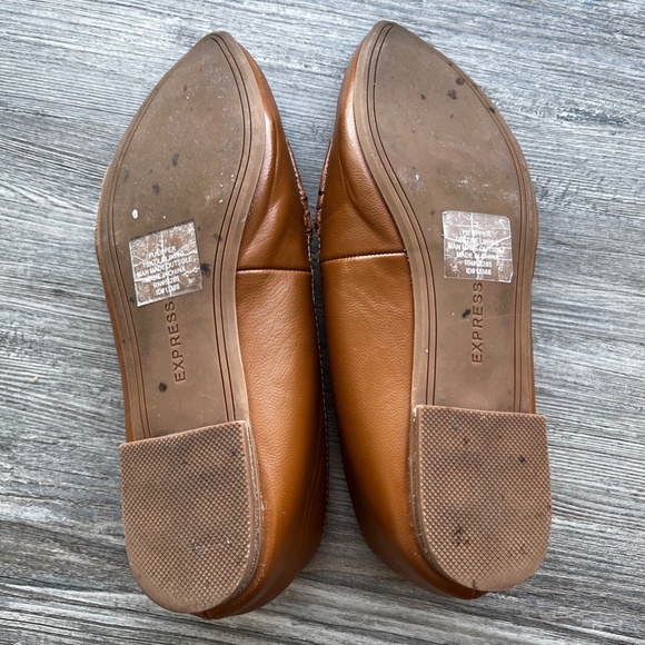 Express Cognac Saddle Brown Pointed Loafers - Picture 4 of 6
